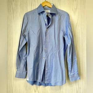 Robert Graham Men’s Blue Herringbone Button Front Shirt Size L 100% Cotton LNC